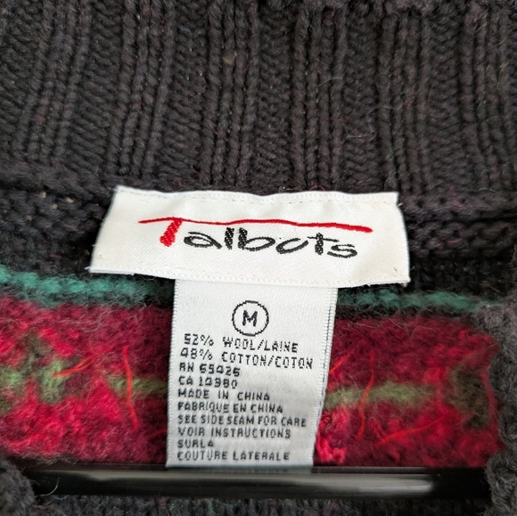 Talbots Vintage Christmas Wool Button-Up Cardigan M - Picture 4 of 12